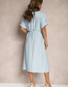 unigirl Rochie Albastră din Viscoză cu croi cămașă și curea Nelsines