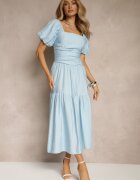 unigirl Rochie Albastră din viscoză Drapată cu bază evazată Naprine