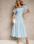 unigirl Rochie Albastră din viscoză Drapată cu bază evazată Naprine