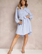 unigirl Rochie Albastră Tip cămașă Mini Din bumbac Zenata