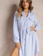 unigirl Rochie Albastră Tip cămașă Mini Din bumbac Zenata