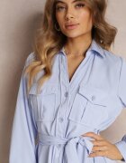 unigirl Rochie Albastră Tip cămașă Mini Din bumbac Zenata