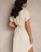 unigirl Rochie bej cămașă cu curea și buzunare Efriella