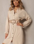 unigirl Rochie Bej Cloș Tip Cămașă Mini Nofexi