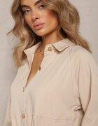 unigirl Rochie Bej Cloș Tip Cămașă Mini Nofexi