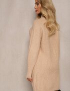 unigirl Rochie Bej Croi drept Tip pulover Guler semi-înalt cu Lână Norawen