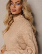 unigirl Rochie Bej Croi drept Tip pulover Guler semi-înalt cu Lână Norawen