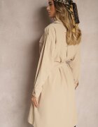unigirl Rochie bej cu croială tip cămașă cu curea și nasturi eleganți Torlina
