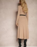 unigirl Rochie Bej închis tricotată cu curea elegantă și cu adaos de lână Nirillia