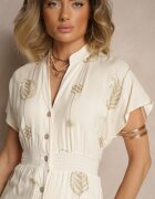 unigirl Rochie Bej Tip cămașă cu bumbac și fir metalic Ullio