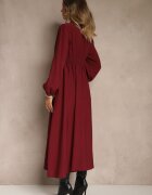 unigirl Rochie Bordo Plisată din Vâscoză Ornată cu legătură Farrive