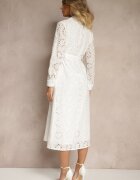 unigirl Rochie cămașă albă ajurată decorată cu curea Tananilia