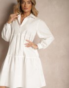 unigirl Rochie Cămașă Albă Evazată din Bumbac Paniell