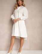 unigirl Rochie Cămașă Albă Evazată din Bumbac Paniell