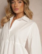 unigirl Rochie Cămașă Albă Evazată din Bumbac Paniell