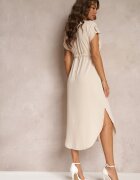 unigirl Rochie cămașă bej cu mânecă scurtă Yasminine