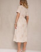 unigirl Rochie cămașă Bej de viscoză decorată cu o curea și broderie Divaloria