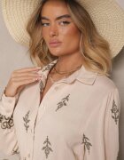 unigirl Rochie cămașă Bejă din viscoză legată în talie Telaniwena