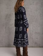 unigirl Rochie Cămașă Bleumarin Cu șnur în talie în Stil Boho Rorisha