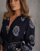 unigirl Rochie Cămașă Bleumarin Cu șnur în talie în Stil Boho Rorisha