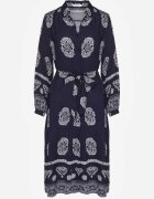 unigirl Rochie Cămașă Bleumarin Cu șnur în talie în Stil Boho Rorisha