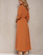 unigirl Rochie Cămașă Maro Casual cu nasturi cu buzunare Jezebel