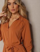 unigirl Rochie Cămașă Maro Casual cu nasturi cu buzunare Jezebel