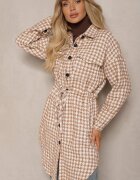 unigirl Rochie cămașă Maro cu carouri Vichy cu buzunare și curea Daislen