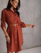 unigirl Rochie cămașă Maro Decorată cu Centură și Mânecă reglabilă Esaviona
