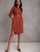 unigirl Rochie cămașă Maro Decorată cu Centură și Mânecă reglabilă Esaviona