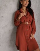 unigirl Rochie cămașă Maro Decorată cu Centură și Mânecă reglabilă Esaviona