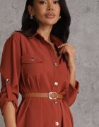 unigirl Rochie cămașă Maro Decorată cu Centură și Mânecă reglabilă Esaviona