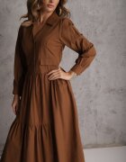unigirl Rochie cămașă Maro Evazată din bumbac și viscoză Decorată cu clapete Gleta