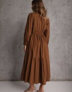 unigirl Rochie cămașă Maro Evazată din bumbac și viscoză Decorată cu clapete Gleta