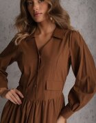unigirl Rochie cămașă Maro Evazată din bumbac și viscoză Decorată cu clapete Gleta