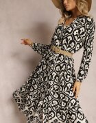 unigirl Rochie Cămașă Neagră Decorată cu Imprimeu Ornamental Crypta