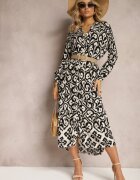 unigirl Rochie Cămașă Neagră Decorată cu Imprimeu Ornamental Crypta