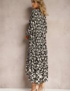 unigirl Rochie Cămașă Neagră Decorată cu Imprimeu Ornamental Crypta