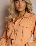 unigirl Rochie Cămașă Portocalie Midi cu curea inclusă Neboa