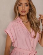 unigirl Rochie cămașă Roz din Viscoză cu curea Rinalitia