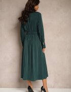 unigirl Rochie Cămașă Verde cu croi evazat cu elastic în talie și imitație de buzunare Etaviela
