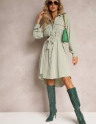 unigirl Rochie Cămașă Verde Deschis Mini Din Bumbac Zenata