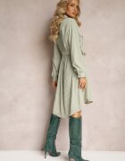 unigirl Rochie Cămașă Verde Deschis Mini Din Bumbac Zenata