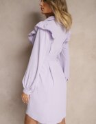 unigirl Rochie Cămașă Violetă Cloche cu Volane și Dantelă Naik