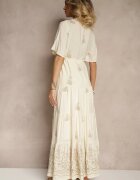 unigirl Rochie cloș bej Boho din viscoză decorată cu broderie și șnur Falvania