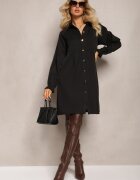 unigirl Rochie Cloș Neagră Tip cămașă Mini Nofexi