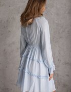 unigirl Rochie de vară din vâscoză vaporoasă cu volane și tip cravată Thalania Albastru deschis