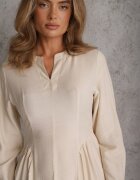 unigirl Rochie din viscoză croială care evidențiază silueta cu tip cravată Pedomea Bej