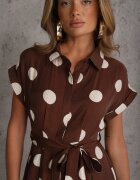 unigirl Rochie evazată din viscoză cu croi retro de cămașă cu puncte Cosmeos Maro