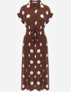unigirl Rochie evazată din viscoză cu croi retro de cămașă cu puncte Cosmeos Maro